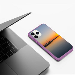 Чехол iPhone 11 Pro матовый Санкт-Петербург, закат на Финском заливе, цвет: 3D-фиолетовый — фото 2