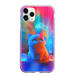 Чехол iPhone 11 Pro матовый Милый котенок - тай-дай