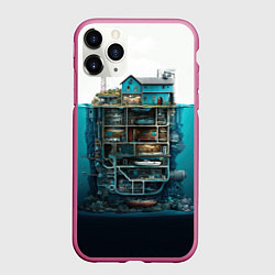 Чехол iPhone 11 Pro матовый Подводный дом, цвет: 3D-малиновый