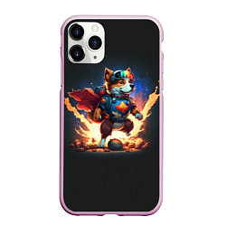 Чехол iPhone 11 Pro матовый Супер корги, цвет: 3D-розовый