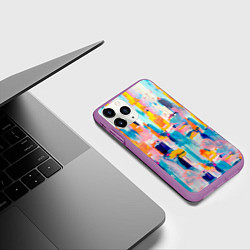 Чехол iPhone 11 Pro матовый Живописные мазки краски, цвет: 3D-фиолетовый — фото 2