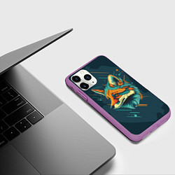 Чехол iPhone 11 Pro матовый Загадочный лис, цвет: 3D-фиолетовый — фото 2