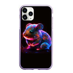 Чехол iPhone 11 Pro матовый Неоновый хомячок, цвет: 3D-светло-сиреневый