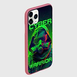 Чехол iPhone 11 Pro матовый Кибер воин в стиле киберпанк, цвет: 3D-малиновый — фото 2
