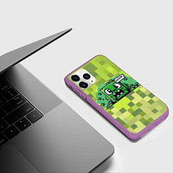 Чехол iPhone 11 Pro матовый Милый взрывающийся крипер, цвет: 3D-фиолетовый — фото 2