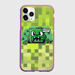 Чехол iPhone 11 Pro матовый Милый взрывающийся крипер, цвет: 3D-фиолетовый