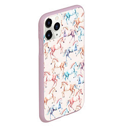 Чехол iPhone 11 Pro матовый Лошади акварельные - паттерн, цвет: 3D-розовый — фото 2