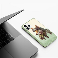 Чехол iPhone 11 Pro матовый Волк в милитари форме, цвет: 3D-салатовый — фото 2