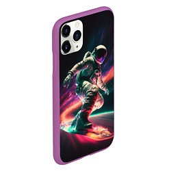 Чехол iPhone 11 Pro матовый Cosmonaut space surfing, цвет: 3D-фиолетовый — фото 2