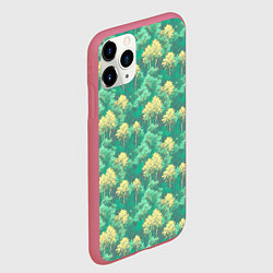 Чехол iPhone 11 Pro матовый Камуфляж деревья двуцветный, цвет: 3D-малиновый — фото 2