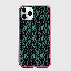 Чехол iPhone 11 Pro матовый Японский бирюзовый паттерн