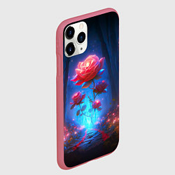 Чехол iPhone 11 Pro матовый Алая роза в ночном лесу, цвет: 3D-малиновый — фото 2