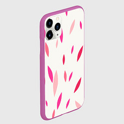 Чехол iPhone 11 Pro матовый Нежный светлый фон и листья в оттенках розового, цвет: 3D-фиолетовый — фото 2