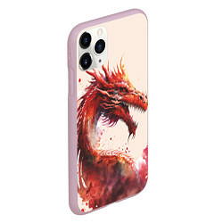 Чехол iPhone 11 Pro матовый Живописный красный дракон, цвет: 3D-розовый — фото 2