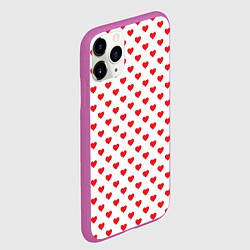 Чехол iPhone 11 Pro матовый Сердечки - паттерн, цвет: 3D-фиолетовый — фото 2