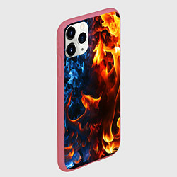 Чехол iPhone 11 Pro матовый Битва огней - два пламени, цвет: 3D-малиновый — фото 2
