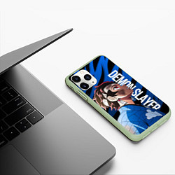 Чехол iPhone 11 Pro матовый Demon slayer - Танджиров с повязкой, цвет: 3D-салатовый — фото 2