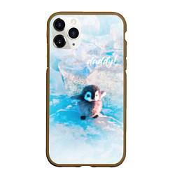 Чехол iPhone 11 Pro матовый Милый пингвин - папочка, цвет: 3D-коричневый