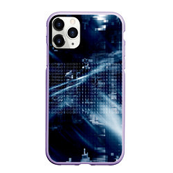 Чехол iPhone 11 Pro матовый Тёмно-ледяной фон и бесконечный код, цвет: 3D-светло-сиреневый