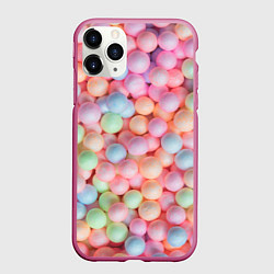 Чехол iPhone 11 Pro матовый Разноцветные шарики, цвет: 3D-малиновый