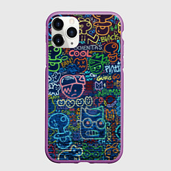 Чехол iPhone 11 Pro матовый Разрисованная стена, цвет: 3D-фиолетовый