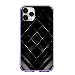 Чехол iPhone 11 Pro матовый Hexagon Black, цвет: 3D-светло-сиреневый