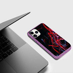 Чехол iPhone 11 Pro матовый Дым искры цветные, цвет: 3D-фиолетовый — фото 2