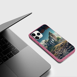 Чехол iPhone 11 Pro матовый Руины от нейросети, цвет: 3D-малиновый — фото 2