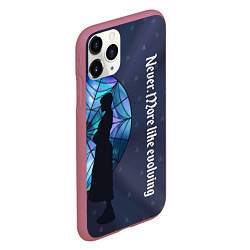 Чехол iPhone 11 Pro матовый Уэнсдей Аддамс - темная сторона окна, цвет: 3D-малиновый — фото 2