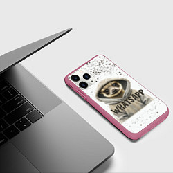 Чехол iPhone 11 Pro матовый Meerkats whatsapp, цвет: 3D-малиновый — фото 2