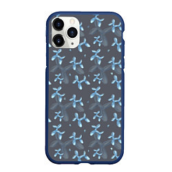 Чехол iPhone 11 Pro матовый Паттерн с голубыми собаками