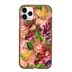Чехол iPhone 11 Pro матовый Райские цветы