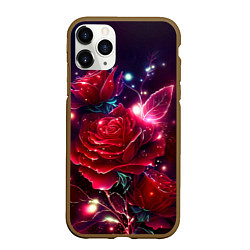 Чехол iPhone 11 Pro матовый Розы с огоньками