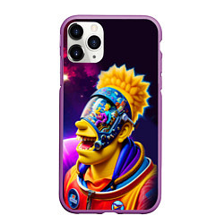 Чехол iPhone 11 Pro матовый Bart Simpson in space - neural network, цвет: 3D-фиолетовый