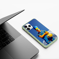 Чехол iPhone 11 Pro матовый Барт Симпсон - космический мальчик - нейросеть, цвет: 3D-салатовый — фото 2