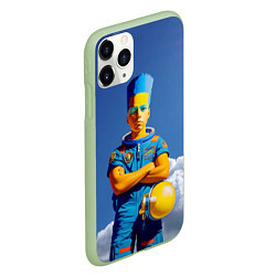 Чехол iPhone 11 Pro матовый Барт Симпсон - космический мальчик - нейросеть, цвет: 3D-салатовый — фото 2