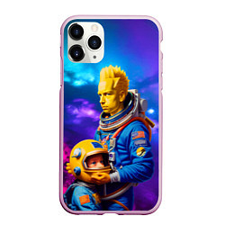 Чехол iPhone 11 Pro матовый Bart Simpson and Maggie in space - neural network, цвет: 3D-розовый
