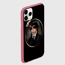 Чехол iPhone 11 Pro матовый Портрет Уэнсдей Аддамс, цвет: 3D-малиновый — фото 2