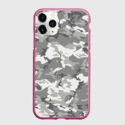 Чехол iPhone 11 Pro матовый Снежный камуфляж, цвет: 3D-малиновый