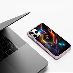 Чехол iPhone 11 Pro матовый Неоновая абстрактная электроцепь, цвет: 3D-розовый — фото 2