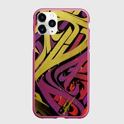 Чехол iPhone 11 Pro матовый Calligraphic style, цвет: 3D-малиновый