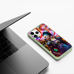 Чехол iPhone 11 Pro матовый Cyberpunk 2077 - neural network, цвет: 3D-салатовый — фото 2