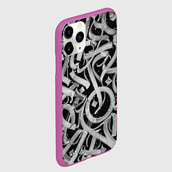 Чехол iPhone 11 Pro матовый Черно-белая каллиграфия, цвет: 3D-фиолетовый — фото 2