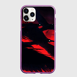 Чехол iPhone 11 Pro матовый Пикирующие вороны, цвет: 3D-фиолетовый
