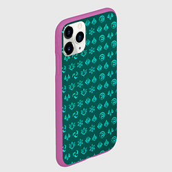 Чехол iPhone 11 Pro матовый Паттерн элементали под анемо, цвет: 3D-фиолетовый — фото 2