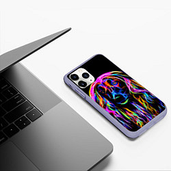 Чехол iPhone 11 Pro матовый Dog - neon lines, цвет: 3D-светло-сиреневый — фото 2