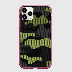 Чехол iPhone 11 Pro матовый Камуфляж яркий, цвет: 3D-малиновый