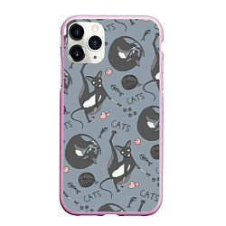 Чехол iPhone 11 Pro матовый Паттерн смешные коты Корниш рекс, цвет: 3D-розовый