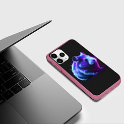 Чехол iPhone 11 Pro матовый Хомяк неон, цвет: 3D-малиновый — фото 2