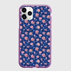 Чехол iPhone 11 Pro матовый Магнолии в космосе, цвет: 3D-фиолетовый